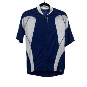 SUGOi Men's Cycling Jersey‎ Size Large  Blue/White Full Zip Short Sleeve
